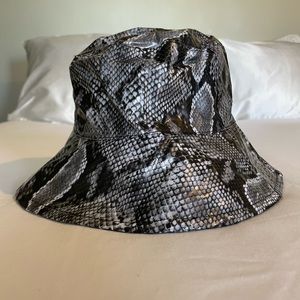 Snakeskin latex bucket hat